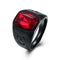 Men Style Powerful Ruby Gemstone Decoration BLack Color Steel Ring