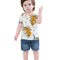 New Arrived Boys Cotton White Short Sleeve Round Neck Unicorn And Star Printed Casual Tee