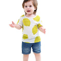 Hot Selling Boys White Short Sleeve Round Neck Yellow Lemon Pattern Cute T Shirts