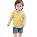 Latest Style Boys Cotton Yellow Short Sleeve Round Neck Leopard Printed Cute T Shirts