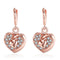 Classic Style Alloy Crystal Rose Gold Heart Women Drop Earrings