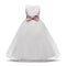 Girls White Sleeveless Pink Bowknot Belt Lace Lovely Long Gauze Party Birthday Princess Dress