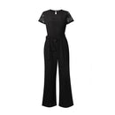Modern lady Work Wear Classic Solid Color Short Sleeves Round Collar Elegant Jumpsuits