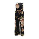 Fashion Women Trendy Style Floral Printed Elastic Slim Summer Vacation Jumpsuits
