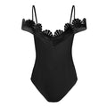 Women New Design Sexy Solid Color Lace Off-shoulder Low-cut Bodysuits