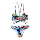 New Arrival Sexy Lace Up Pattern Multicolor Printed Handmade Fashion Swimsuits For Women