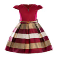 Factory Direct Sale Princess Short Sleeves New Style V-Neck Hand Made Baby Girl Cotton Stripe Dress