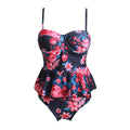 Women Hot-selling Classic Design Floral Printed Flouncing Hemline High-waisted Swimsuit