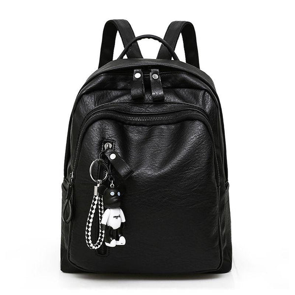 Casual Fashion Little Bear Pendant Multifunction Division Pockets Large Capacity PU Leather Backpacks