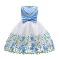 Hot Sale Wedding Fashion Artistic Imitation Pearl Decoration Bowknot Embroidery Sleeveless Cotton Girls Fancy Dress