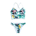 New Fashion Leaves Print Hot Sale Strap Conservative Pattern Summer Beach Two-pieces Swimwear