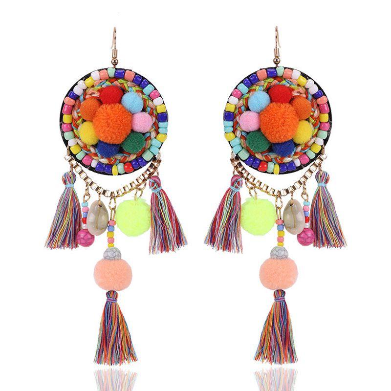 Girl Top Grade Handmade Ethnic Bohemia Style Colorful Creative Tassel Earrings