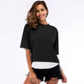 Woman Fashion Creative Design O-Neck Patchwork Irregular Hemline T-shirts