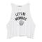 Female New Fashion Sleeveless Loose O-Neck Letters Printed Crop Split T-shirts