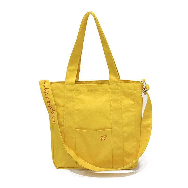 New Design College Style Schoolgirl Solid Color Pattern High Quality Canvas Crossbody Totes Bag