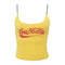 Female Fashion Style Red Letters Printed Off Shoulder Straps Yellow Camisole