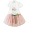 Kids New Arrival "Summer" Watermelon Printed Tees And Gauze Skirt With Imitation Pearl 2Pcs Set