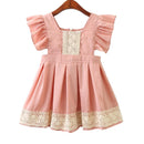 Kids New Arrival Top Grade Pink Cute Fashion Style Lace Short Dress