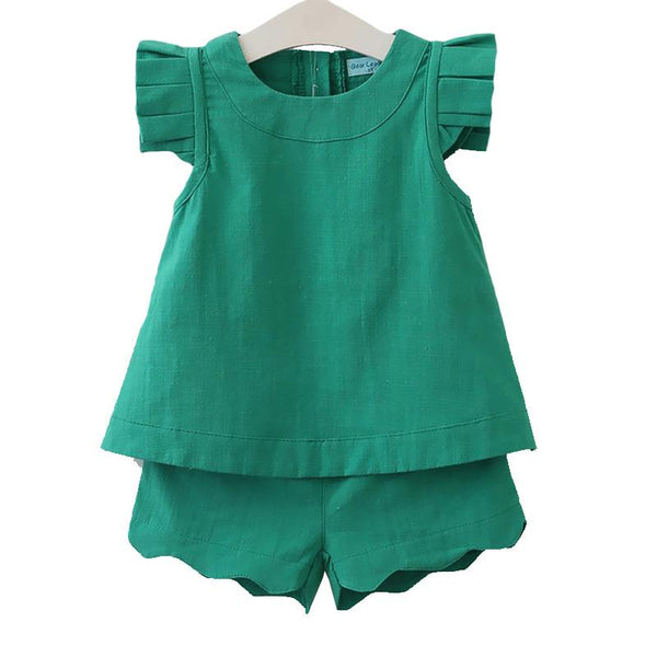 Kids New Arrival Fashion Loose Solid Color Tank Tops And Shorts 2Pcs Set