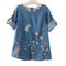 Kids New Arrival Fashion Light Blue Dragonfly Flowers Embroidered Denim  Dress