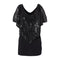 Hot Sale Sexy Glitter Fashion V-Neck Sequins Splicing Batwing Sleeves Cold Shoulder Design Blouses For Women