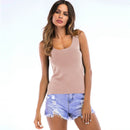 Female Simple Style Solid Color U-Neck Backless Crossing Knitwear Sleeveless Tank Tops