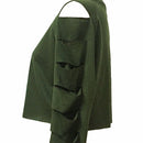 Hot Sale Pure Color Round Neck Short Crop Design Long Sleeves With Hole Cutting Design Women Hoodies