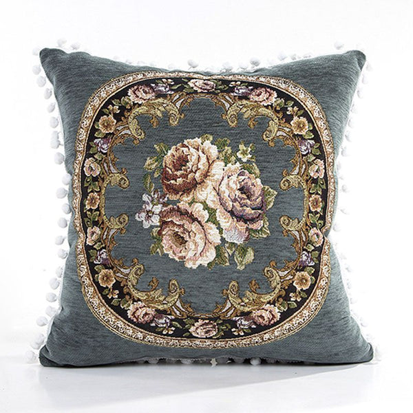 Chenille Luxury Single Side Flower Pattern Tassels Lace Sofa Decorative Fancy Cushion Covers Without Insert