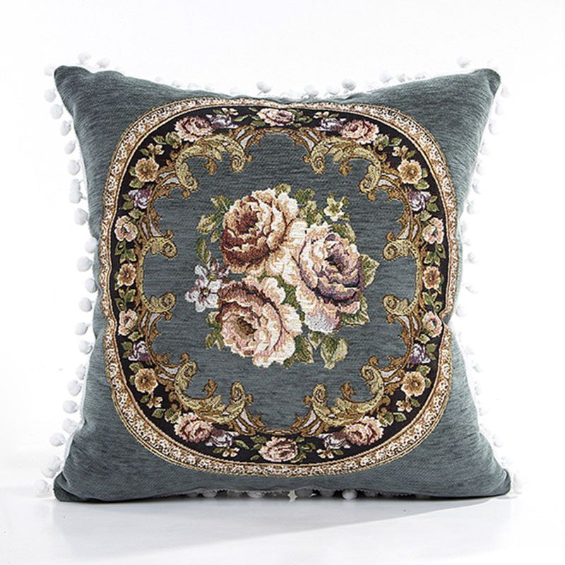 Chenille Luxury Single Side Flower Pattern Tassels Lace Sofa Decorative Fancy Cushion Covers Without Insert