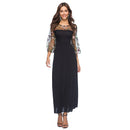 Elegant Women Fashion Style Trendy Handmade Embroidery Patchwork Long Flare Sleeves Large Hem Dress