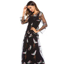 Elegant Women Fashion Style Trendy Handmade Embroidery Phoenix Long Dress