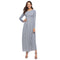 Women Fashion Conservative Pattern Solid Color Long Sleeves Large Hem Dress