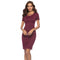 Women Elegant Style Slimming Round Collar Solid Color Sheath Dress