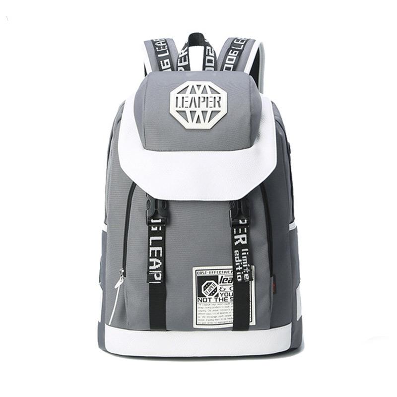 New Fashion Breathable Waterproof Letters Printed Shoulder Strap College Style USB Backpack For Men
