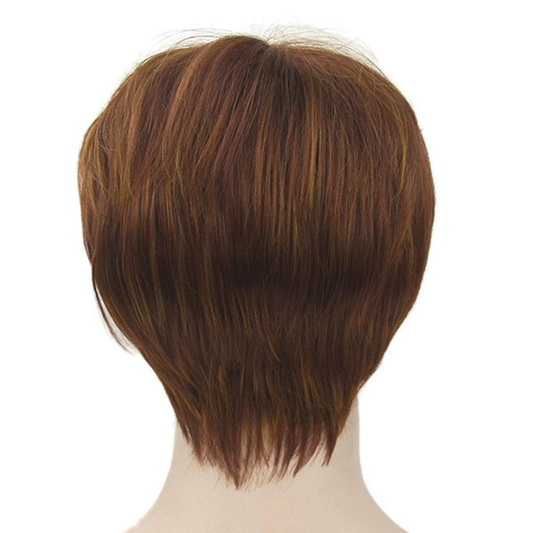 Modern Lady Daily Use Fashion Brown Color High Temperature Fiber Bobo Short Hair Wigs