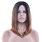 Elegant Mature Women Office Look Shoulder-length Straight Black Brown Gradient Hair Wigs