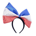 Female Huge Bowknot Hairband Sequin Fabric Flag Pattern Block Color Hair Accessories