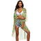 Lady Hot Sale Flowers Printed Sun-protection Sexy Loose Swimwear Cover Ups