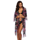 Lady Sexy Fashion Flowers Printed Irregular Sun-protection Bikini Swimwear Cover Ups