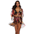 Ladies Hot-selling Flowers Printed Sun-protection Irregular Bikini Beach Loose Cover Ups