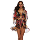 Ladies Hot-selling Flowers Printed Sun-protection Irregular Bikini Beach Loose Cover Ups