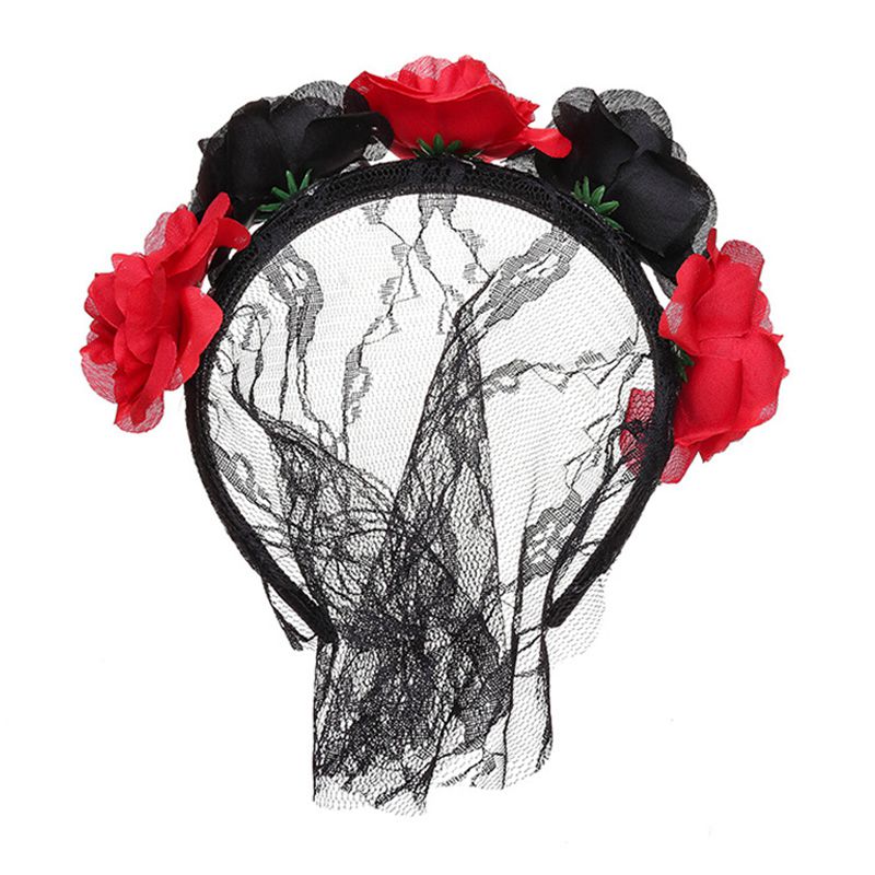 Lady New Arrival Creative Design Vintage Style Rose Flowers Party Headwear With Lace Veil