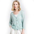 Female New Fashion Solid Color V-Neck Single Breasted Thin Sun-protection Loose Knitwear