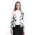 Female Trendy Style Plaids V-Neck Single Breasted Slimming Long Sleeves Cardigan