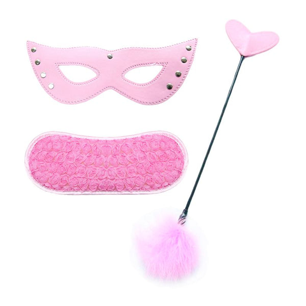 2Pcs Set Beautiful Lovely Pink Mask And Masquerade Party Accessories Feather Wands