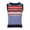 Lady New Trendy Colorful Stripes Style Sleeveless O-Neck Cotton Knitted Tank Tops