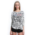 Ladies New Arrival Fashion Style Letters Printed Thin Cool O-Neck Knitted Blouses