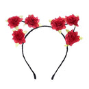 High Quality Lovely Cat Ears Multicolor Little Artificial Floral Masquerade Party Hair Accessories Pretty Headband