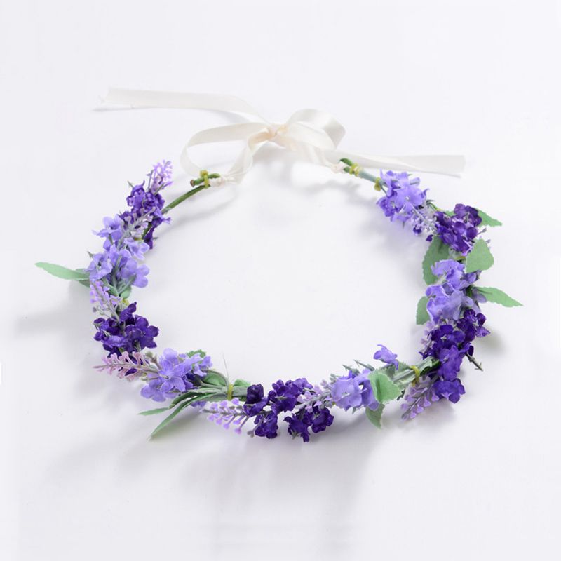Hot Sale Purple Color Artificial Floral Holiday Photo Wedding Party Crown Lavender Headbands