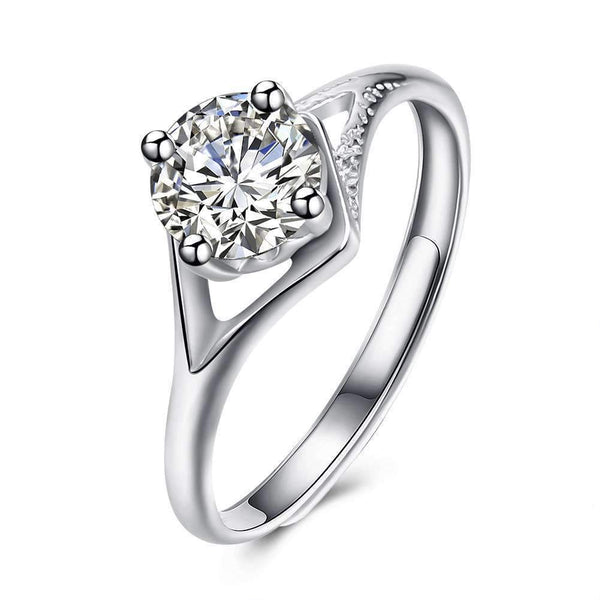 Luxury Shiny Zircon Decorated Romantic Wedding Pattern Sterling Silver Ring